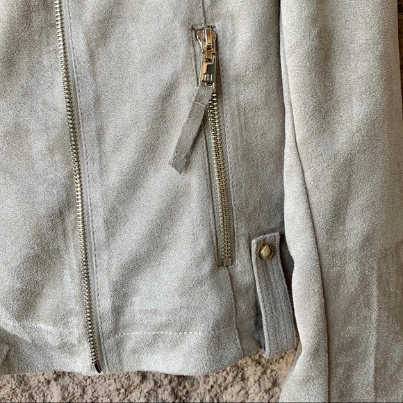 Tommy Hilfiger Light Suede and Gold Moto Jacket - Picture 6 of 12